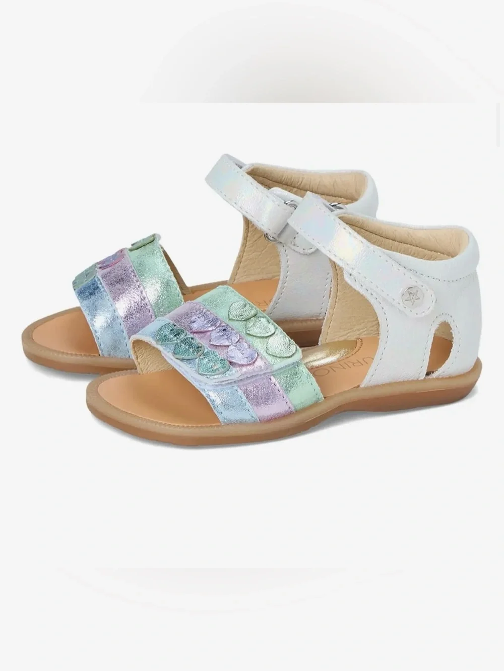 Naturino Axis toddler sandals iridescent hearts leather size 23